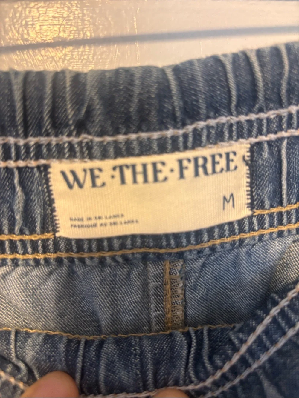 Free People Medium & Dark Blue Denim Wide-Leg Drawstring Jeans